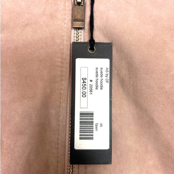 AS by DF Women’s XS Rose Pink Suede Zip Hoodie Jacket Designer NEW - Picture 5 of 8